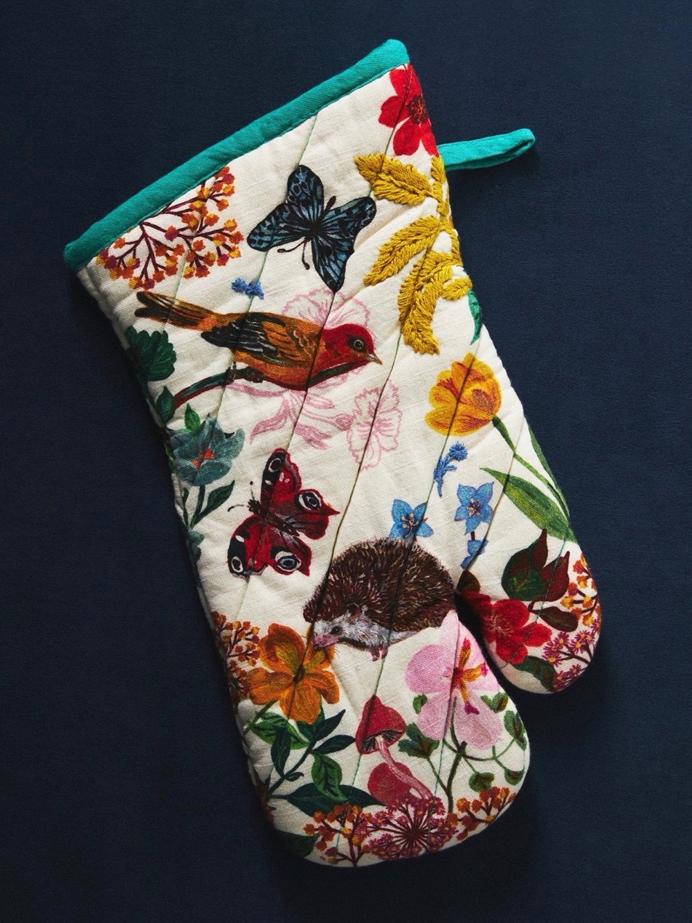 Anthropologie Nathalie Lété Whimsy Floral & Wildlife Quilted Oven Mitt